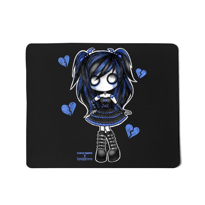 Spookscene Emo Girl Drawing Soft Goth Mall Goth Alt Blue Mousepad