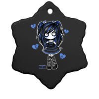 Spookscene Emo Girl Drawing Soft Goth Mall Goth Alt Blue Ceramic Star Ornament