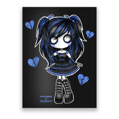 Spookscene Emo Girl Drawing Soft Goth Mall Goth Alt Blue Poster