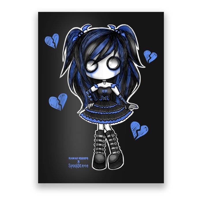 Spookscene Emo Girl Drawing Soft Goth Mall Goth Alt Blue Poster