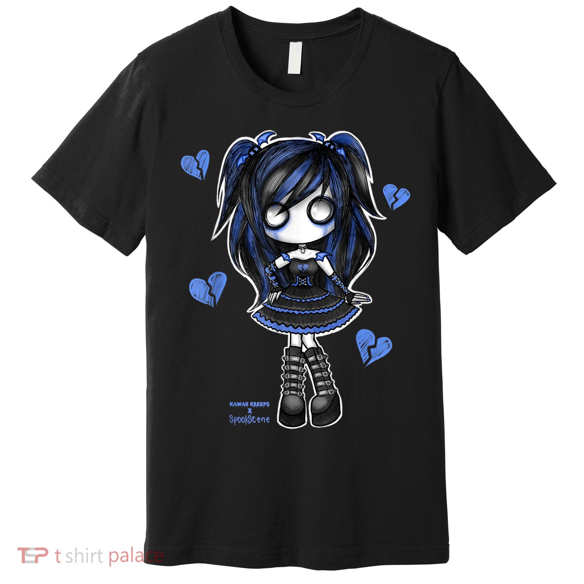 Spookscene Emo Girl Drawing Soft Goth Mall Goth Alt Blue Premium T-Shirt