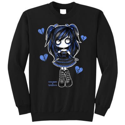 Spookscene Emo Girl Drawing Soft Goth Mall Goth Alt Blue Tall Sweatshirt