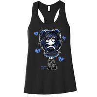 Spookscene Emo Girl Drawing Soft Goth Mall Goth Alt Blue Women's Racerback Tank