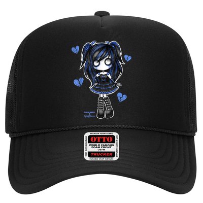 Spookscene Emo Girl Drawing Soft Goth Mall Goth Alt Blue Trucker Hat