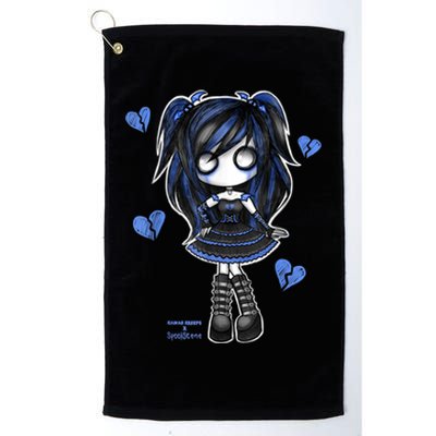 Spookscene Emo Girl Drawing Soft Goth Mall Goth Alt Blue Platinum Collection Golf Towel