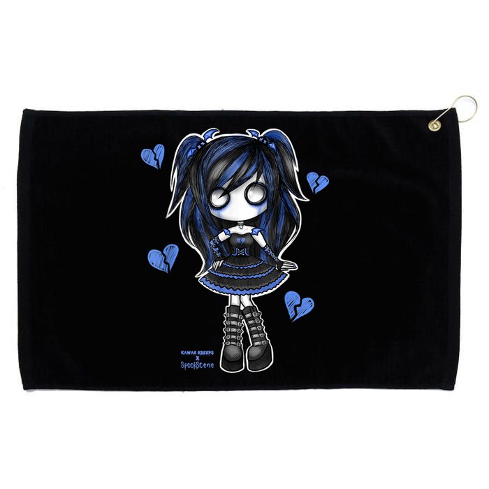 Spookscene Emo Girl Drawing Soft Goth Mall Goth Alt Blue Grommeted Golf Towel