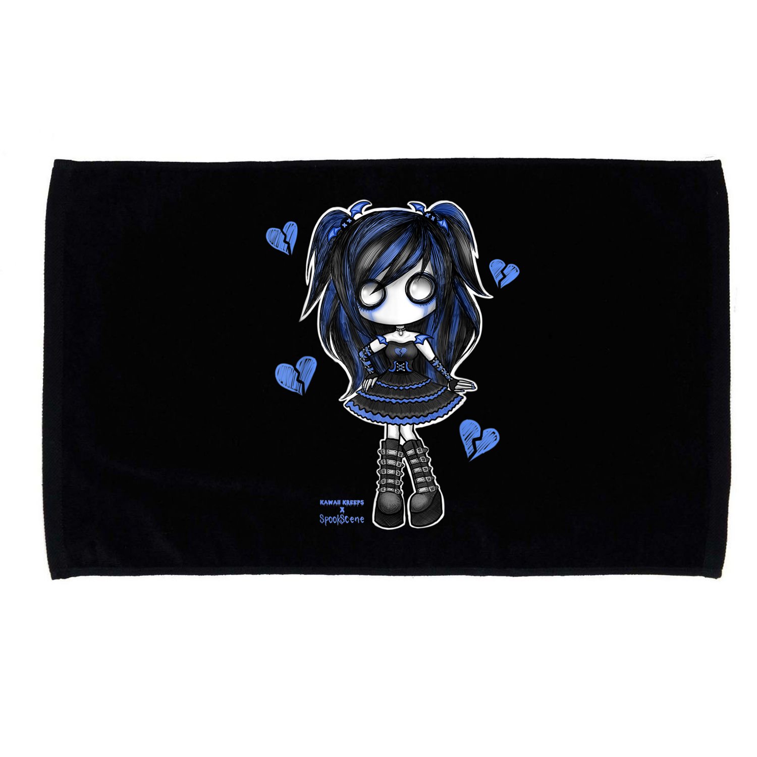 Spookscene Emo Girl Drawing Soft Goth Mall Goth Alt Blue Microfiber Hand Towel
