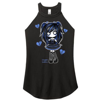 Spookscene Emo Girl Drawing Soft Goth Mall Goth Alt Blue Women's Perfect Tri Rocker Tank