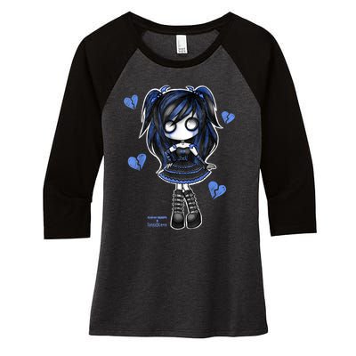 Spookscene Emo Girl Drawing Soft Goth Mall Goth Alt Blue Women's Tri-Blend 3/4-Sleeve Raglan Shirt