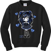 Spookscene Emo Girl Drawing Soft Goth Mall Goth Alt Blue Kids Sweatshirt