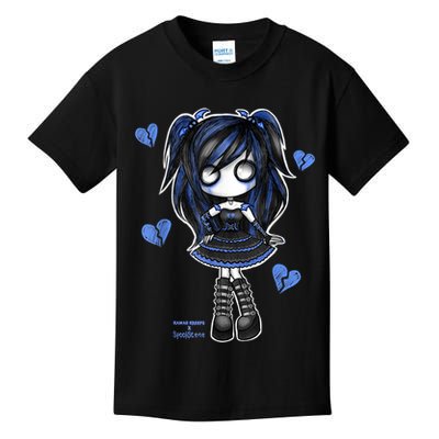 Spookscene Emo Girl Drawing Soft Goth Mall Goth Alt Blue Kids T-Shirt