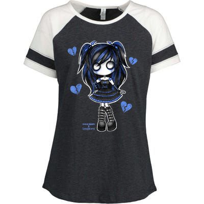 Spookscene Emo Girl Drawing Soft Goth Mall Goth Alt Blue Enza Ladies Jersey Colorblock Tee