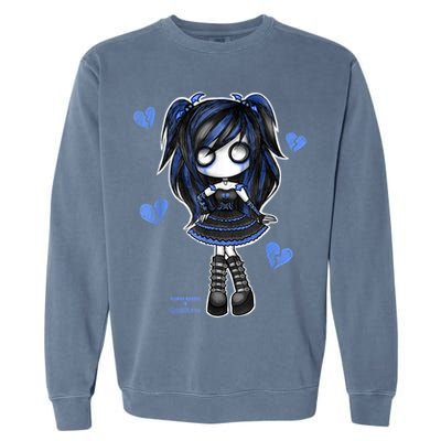 Spookscene Emo Girl Drawing Soft Goth Mall Goth Alt Blue Garment-Dyed Sweatshirt