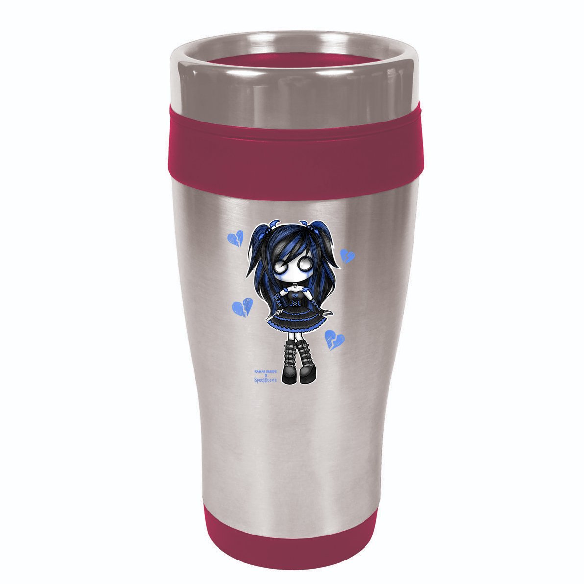 Spookscene Emo Girl Drawing Soft Goth Mall Goth Alt Blue 16oz Travel Tumbler