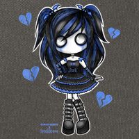 Spookscene Emo Girl Drawing Soft Goth Mall Goth Alt Blue Cotton Canvas Backpack
