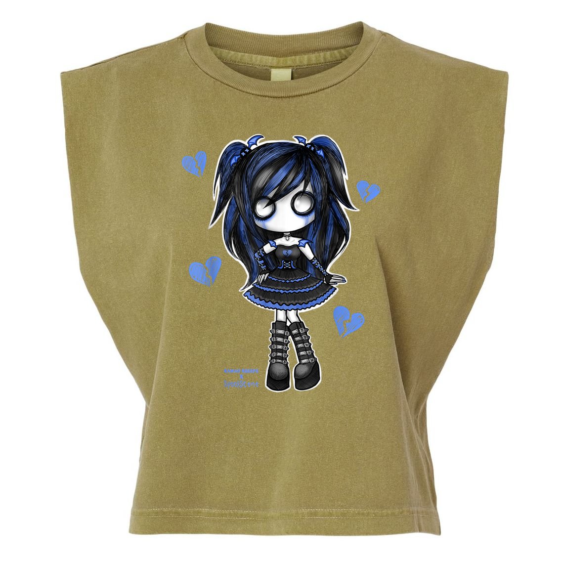 Spookscene Emo Girl Drawing Soft Goth Mall Goth Alt Blue Garment-Dyed Women's Muscle Tee