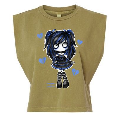 Spookscene Emo Girl Drawing Soft Goth Mall Goth Alt Blue Garment-Dyed Women's Muscle Tee