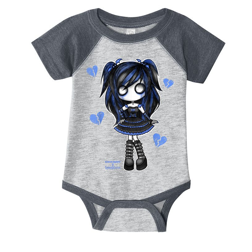 Spookscene Emo Girl Drawing Soft Goth Mall Goth Alt Blue Infant Baby Jersey Bodysuit