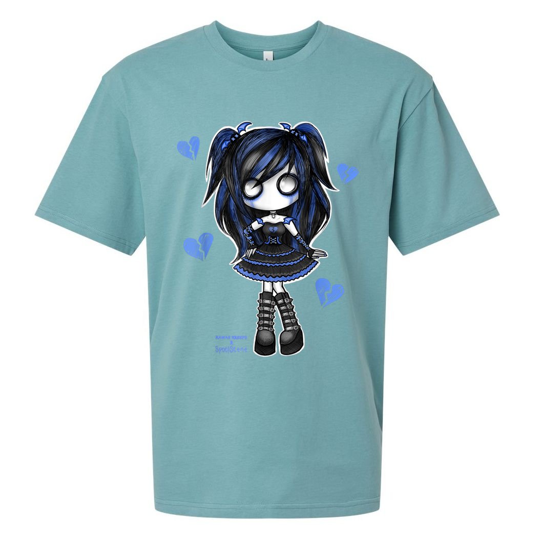 Spookscene Emo Girl Drawing Soft Goth Mall Goth Alt Blue Sueded Cloud Jersey T-Shirt
