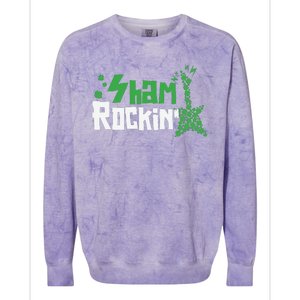 Shamrockin Electric Guitar St Patricks Day Colorblast Crewneck Sweatshirt