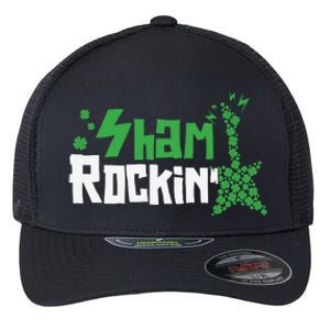 Shamrockin Electric Guitar St Patricks Day Flexfit Unipanel Trucker Cap