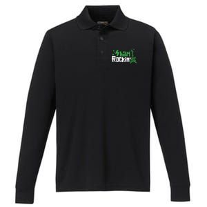 Shamrockin Electric Guitar St Patricks Day Performance Long Sleeve Polo