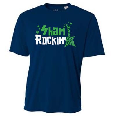 Shamrockin Electric Guitar St Patricks Day Cooling Performance Crew T-Shirt