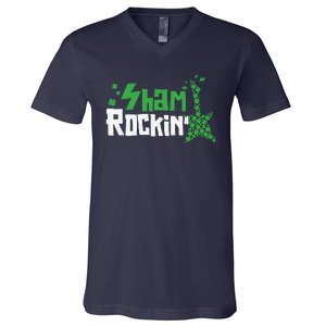 Shamrockin Electric Guitar St Patricks Day V-Neck T-Shirt