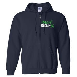 Shamrockin Electric Guitar St Patricks Day Full Zip Hoodie