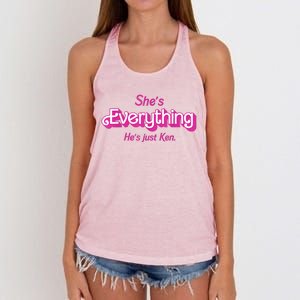 Shes Everything Hes Just Ken Funny Women's Knotted Racerback Tank