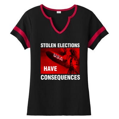 Stolen Elections Have Consequences Ladies Halftime Notch Neck Tee