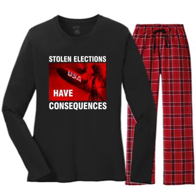 Stolen Elections Have Consequences Women's Long Sleeve Flannel Pajama Set 