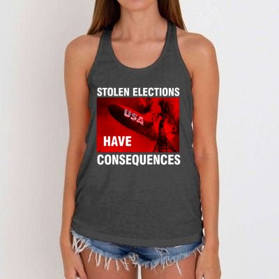 Stolen Elections Have Consequences Women's Knotted Racerback Tank