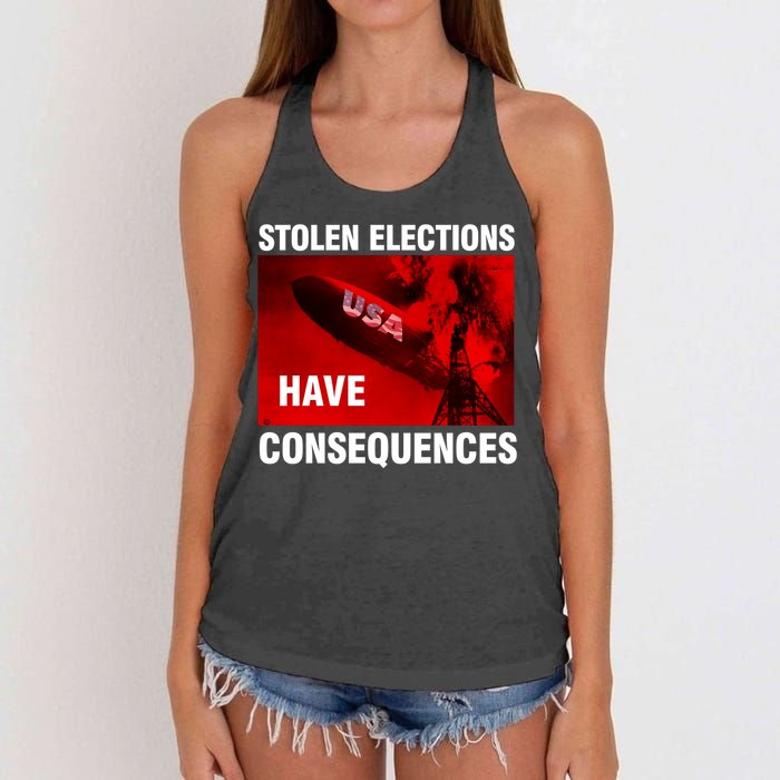 Stolen Elections Have Consequences Women's Knotted Racerback Tank