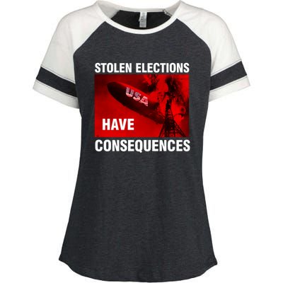 Stolen Elections Have Consequences Enza Ladies Jersey Colorblock Tee