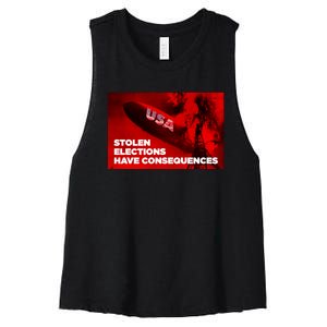 Stolen Elections Have Consequences Women's Racerback Cropped Tank