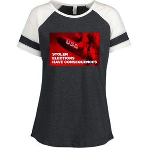 Stolen Elections Have Consequences Enza Ladies Jersey Colorblock Tee