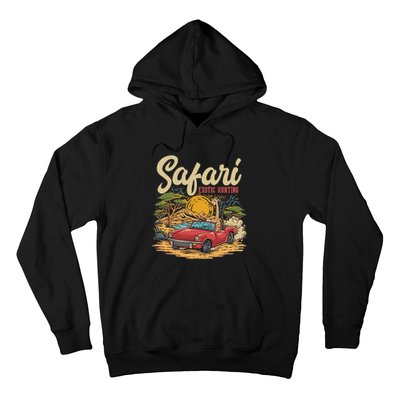 Safari Exotic Hunting Giraffe In A Sports Car Design Hoodie