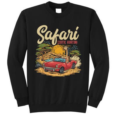 Safari Exotic Hunting Giraffe In A Sports Car Design Sweatshirt