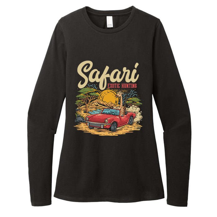 Safari Exotic Hunting Giraffe In A Sports Car Design Womens CVC Long Sleeve Shirt