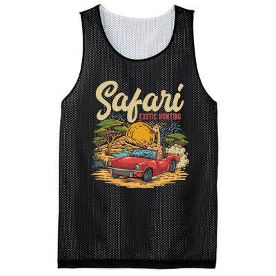 Safari Exotic Hunting Giraffe In A Sports Car Design Mesh Reversible Basketball Jersey Tank