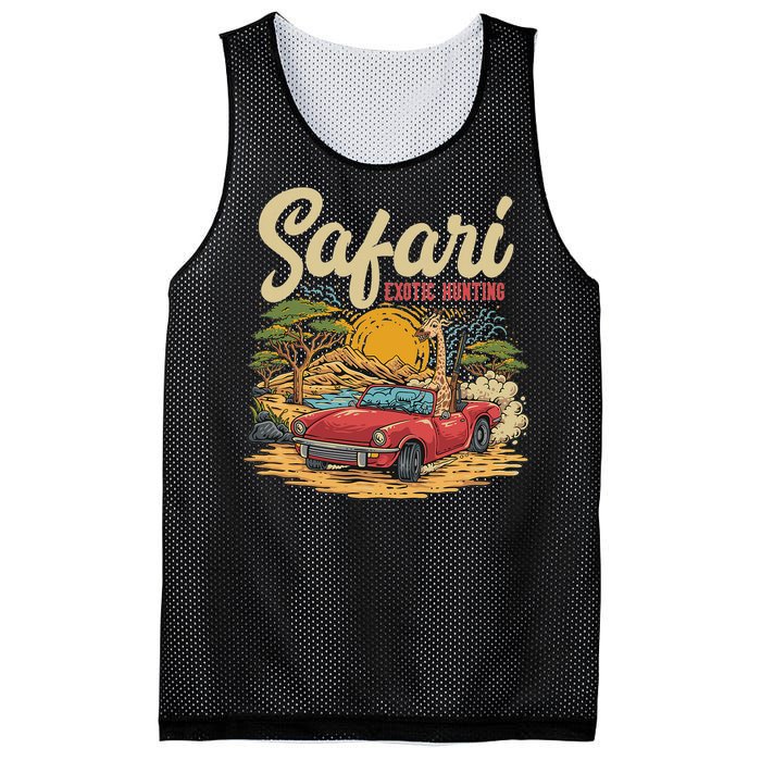 Safari Exotic Hunting Giraffe In A Sports Car Design Mesh Reversible Basketball Jersey Tank