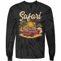 Safari Exotic Hunting Giraffe In A Sports Car Design Tie-Dye Long Sleeve Shirt