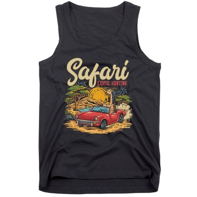 Safari Exotic Hunting Giraffe In A Sports Car Design Tank Top