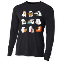 Spooky Educator Halloween Reading Enthusiast for School Cooling Performance Long Sleeve Crew