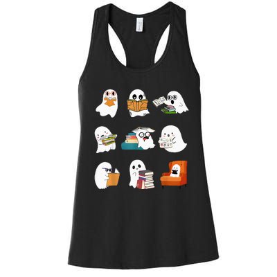 Spooky Educator Halloween Reading Enthusiast for School Women's Racerback Tank