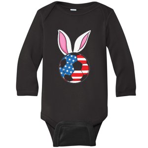 Soccer Easter Happy Easter Day Funny Easter Ears Bunny Baby Long Sleeve Bodysuit