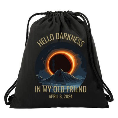 Solar Eclipse Hello Darkness My Old Friend Funny Drawstring Bag