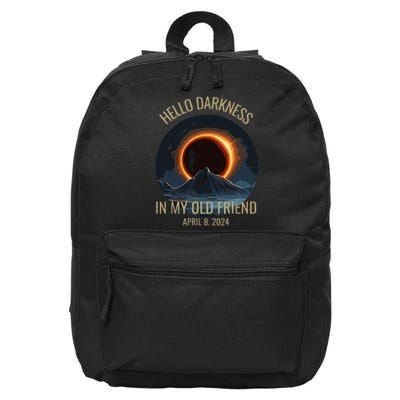 Solar Eclipse Hello Darkness My Old Friend Funny 16 in Basic Backpack