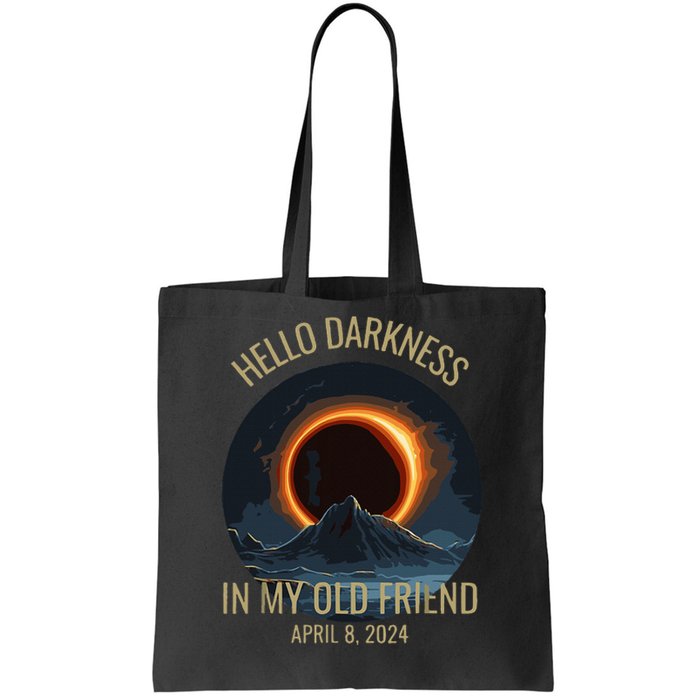 Solar Eclipse Hello Darkness My Old Friend Funny Tote Bag